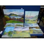 A quantity of Oils on canvas , to include Country Landscapes, River Landscapes, etc.