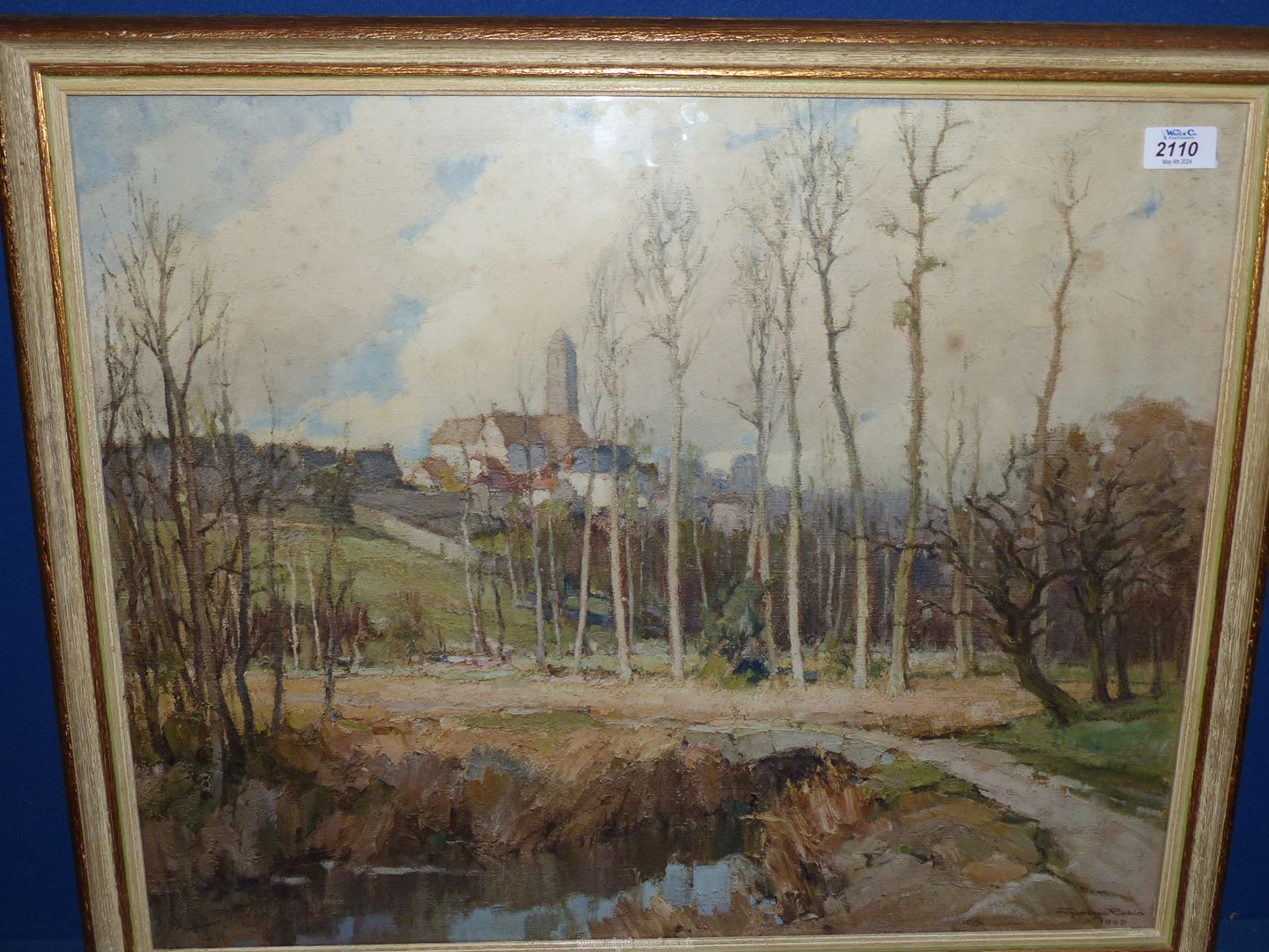 A large framed print of a French Chateau. - Image 3 of 3