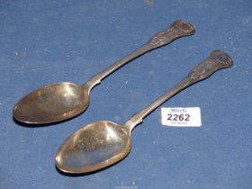 Two Victorian Kings pattern Silver serving Spoons, London circa 1840's, maker William Eaton, 150 g.