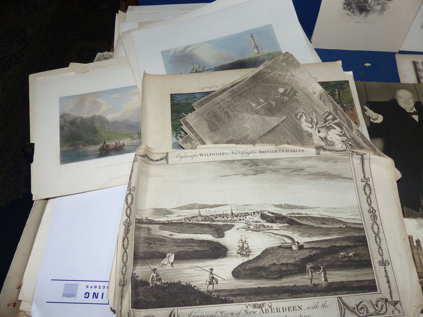 A box of unframed Etchings to include; Dunottar Castle, Berwick, Eagle Tower, Carnarvon Castle, etc. - Image 4 of 5
