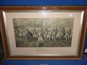 A large gilt framed Print titled 'Scotland Forever' the charge of the Scots Greys at Waterloo,