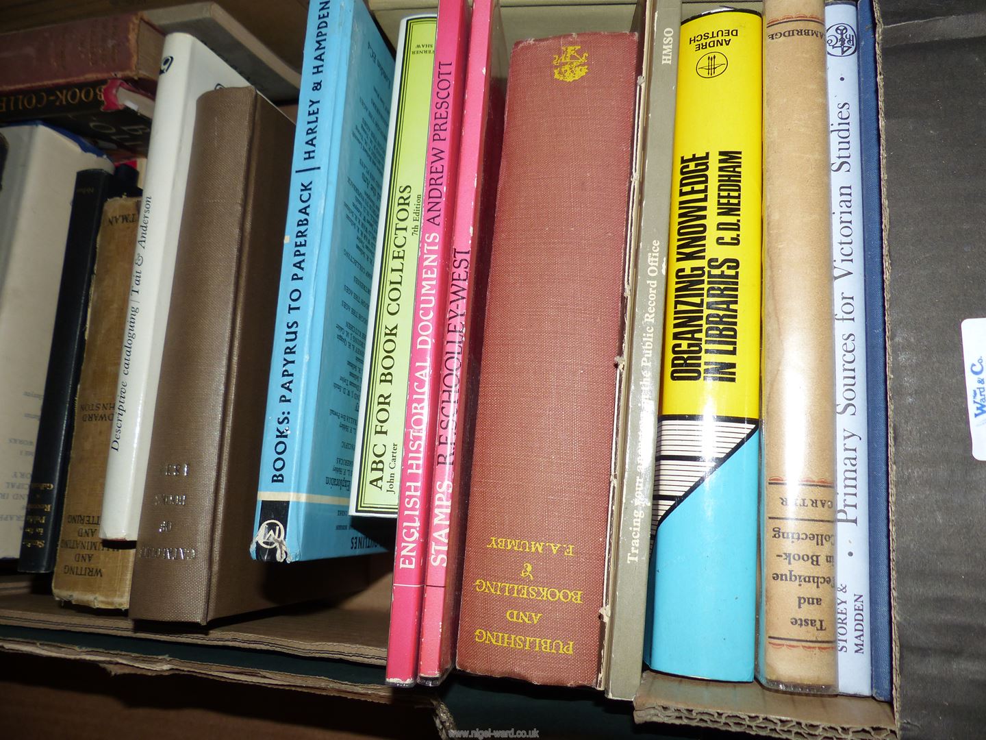A box of books to include stamps, English historical documents, Book About Books, Basic Bookbinding, - Image 4 of 5