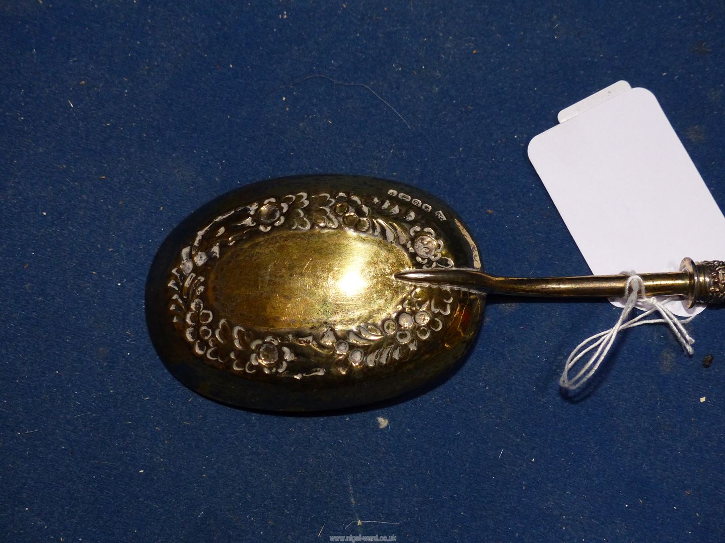 A Victorian silver gilt spoon having Mother of pearl handle, possibly an anointing spoon, - Image 2 of 2