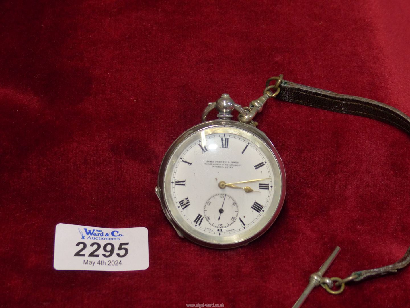 A Swiss made 925 silver cased Imperial Lever Pocket Watch by John Purser & Sons 'Watchmakers to the - Image 2 of 3