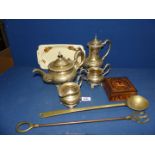 An Epns four piece Teaset including teapot, hot water pot, sugar basin and milk jug,