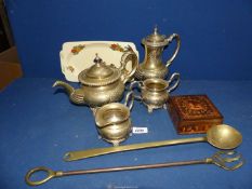 An Epns four piece Teaset including teapot, hot water pot, sugar basin and milk jug,
