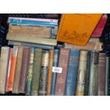 A crate of books, Tom Brown's School Days, Jane Eyre, Little Faith, The Heart-shaped Ruby etc.