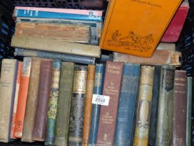 A crate of books, Tom Brown's School Days, Jane Eyre, Little Faith, The Heart-shaped Ruby etc.