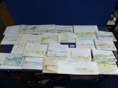 A quantity of Artist's pads full of Watercolours to include Coastal, Landscapes, Austria, etc.