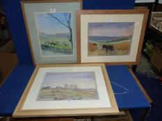 Three wooden framed and mounted Marion Willcocks Pastel Paintings to include "Very Wet on the