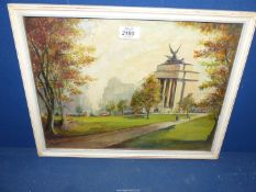 An Oil painting of Monument of Wellington Arch, London signed E.A. Wyatt.