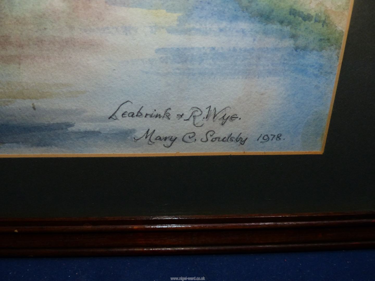 A framed and mounted Watercolour titled "Leabrink and the River Wye" Signed lower right Mary C. - Image 2 of 2