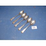 A set of five Silver teaspoons, Kings pattern, Edinburgh 1843, maker James & Walter Marshall,