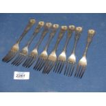 A set of eight Victorian Kings pattern Silver side forks, London circa 1840's, maker William Eaton,