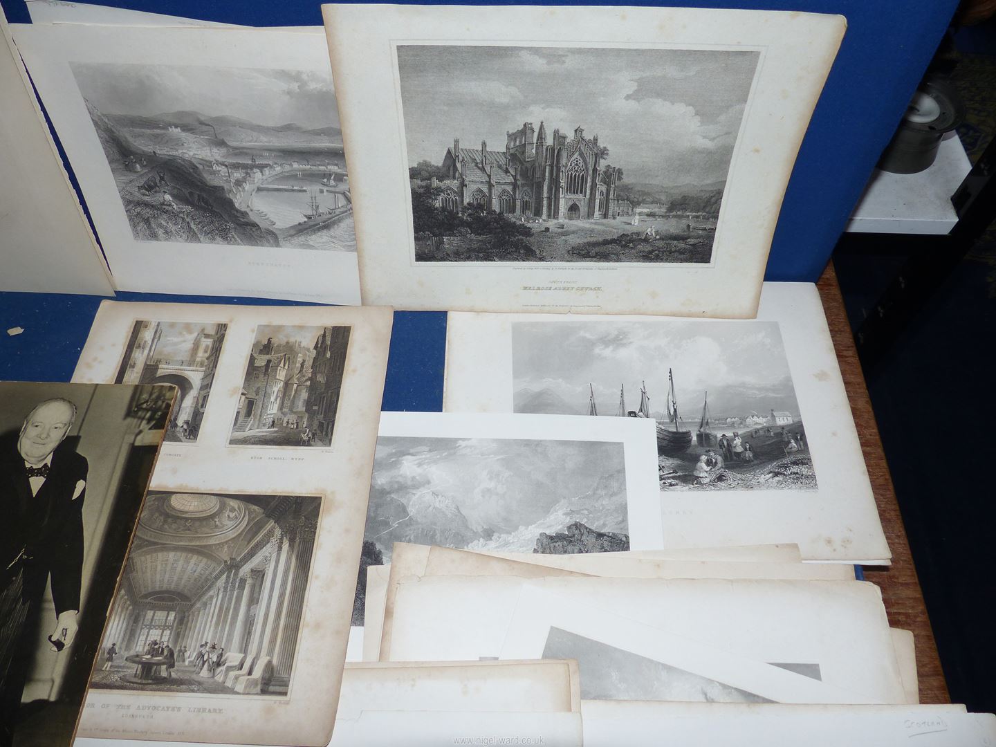 A box of unframed Etchings to include; Dunottar Castle, Berwick, Eagle Tower, Carnarvon Castle, etc. - Image 2 of 5