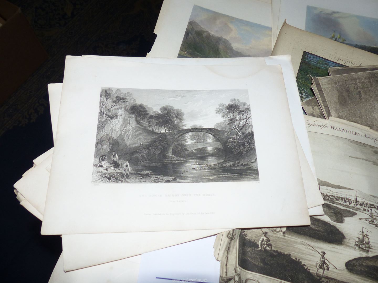 A box of unframed Etchings to include; Dunottar Castle, Berwick, Eagle Tower, Carnarvon Castle, etc. - Image 5 of 5