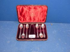 A cased set of Silver Teaspoons with sugar tongs, London 1894 (tongs 1893), weight 93.3 g.