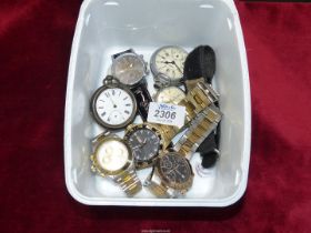 Assorted watches including Rotary, Accurist, Aviator pocket watch and Silver cased pocket Watch,