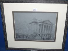 A framed and mounted Print of The Royal Opera House London 21 1/2" x 18".