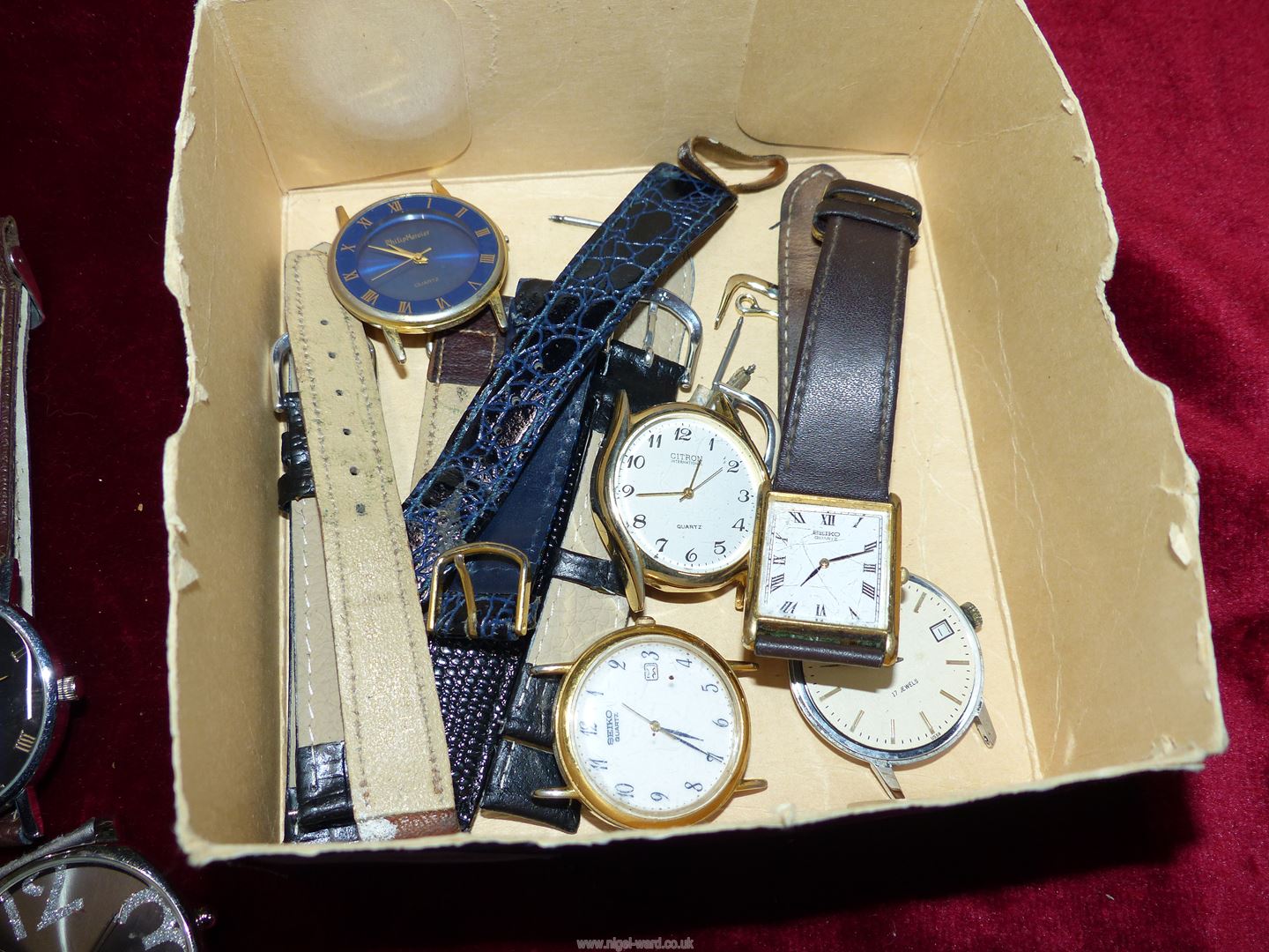 A box of watches including; gents Seiko, Citron, spare straps, etc. - Image 2 of 4