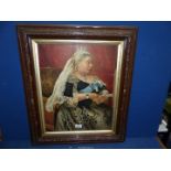 A large Wooden framed print of Queen Victoria, 22 1/4" x 25 1/2.