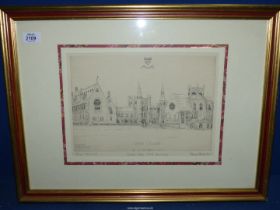 A framed Limited Edition Print of Clifton College no. 91/124 signed lower right Barry Cotterell.