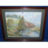 A framed and mounted Watercolour titled "Leabrink and the River Wye" Signed lower right Mary C.