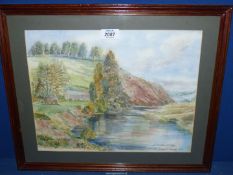 A framed and mounted Watercolour titled "Leabrink and the River Wye" Signed lower right Mary C.