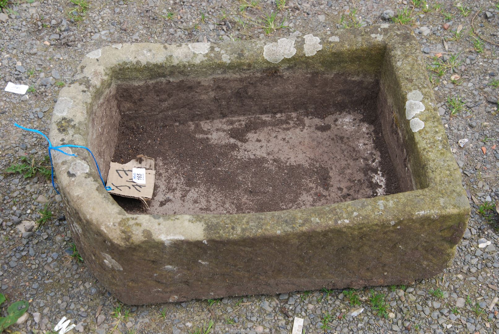 A Stone trough, 23 1/2" x 16" x 8" high.