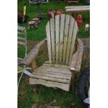 A wooden garden seat.