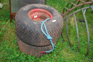 Two ride on mower wheels and tyres (18 x 9.50 8").