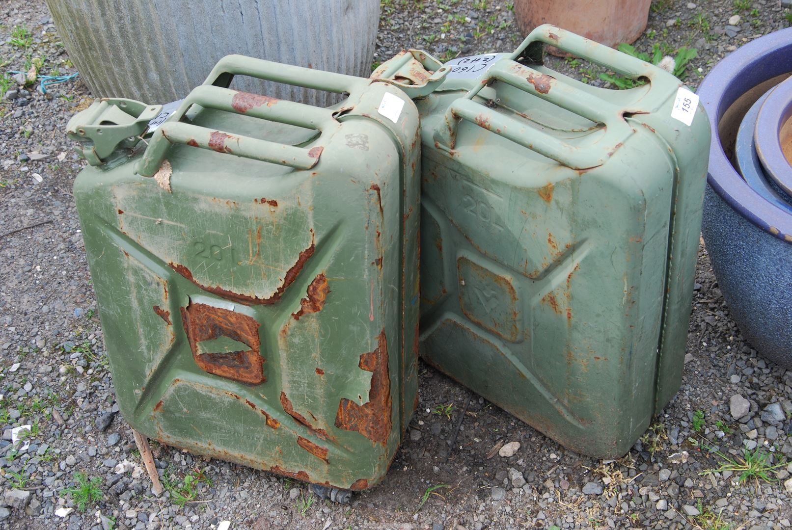 Two Jerry cans.