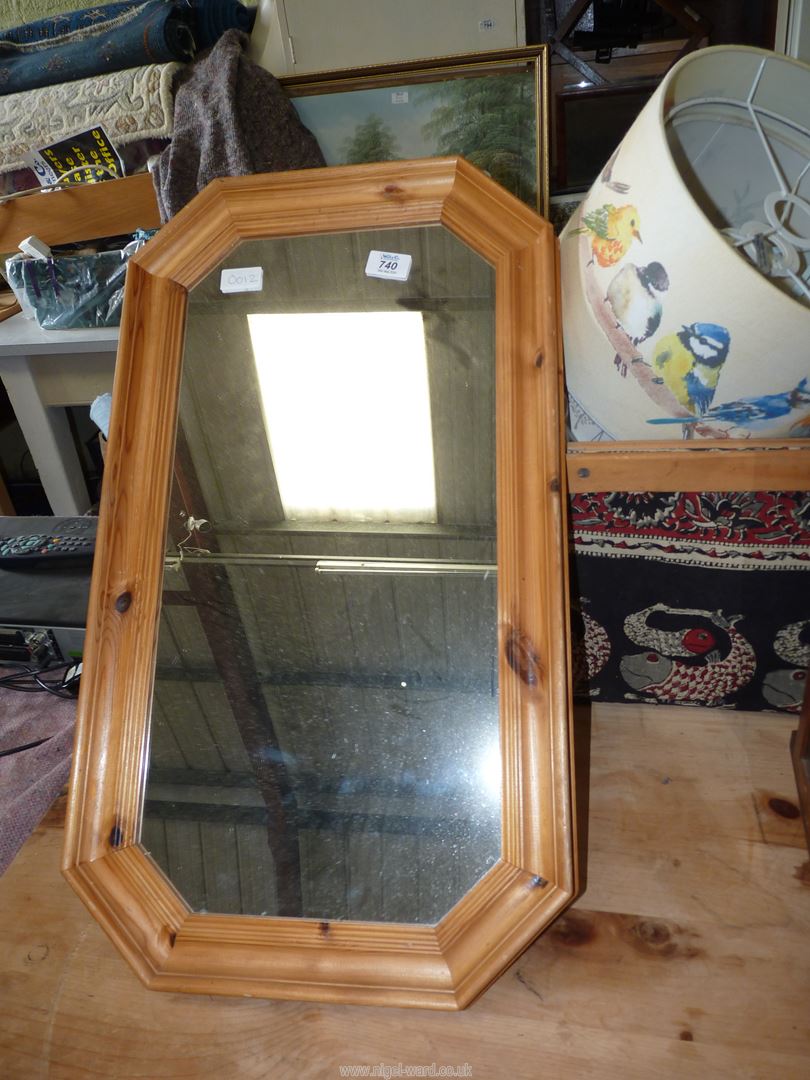 A Pine framed octagonal mirror.
