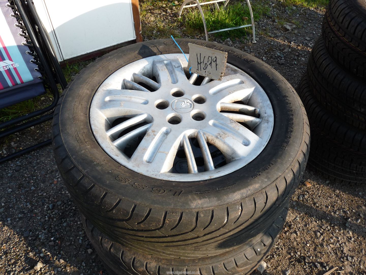 3 Rover Aluminium wheels and tyres 215 / 55 ZR16, part worn. Five stud fixing. - Image 2 of 2