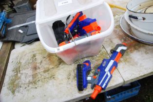 A quantity of Nerf guns.