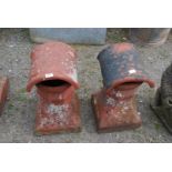 Two terracotta chimney cowls, 23" high.