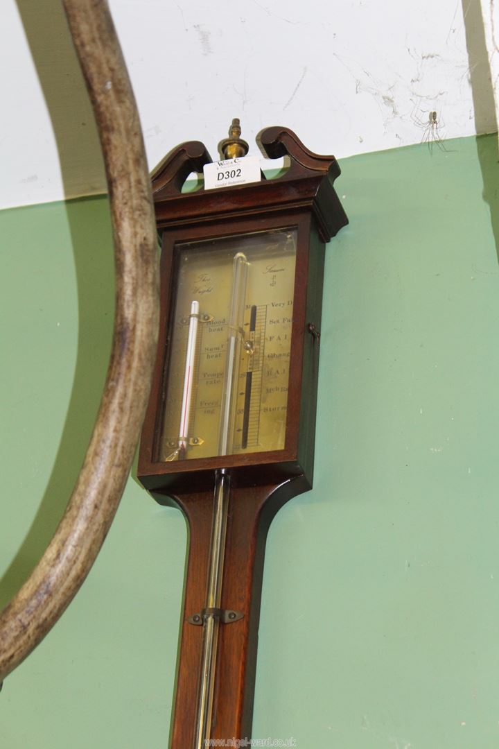 A slender Mahogany stick mercury Barometer, - Image 2 of 2