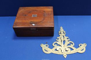 A small writing box (a/f) and a brass Inclinometer.