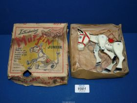 A vintage "Muffin" Junior puppet in original box, by Moko.