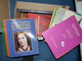 A quantity of Music sheets, Parts of The Great Writers, Introduction of Biology etc.