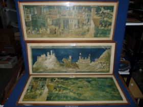 Three framed prints to include Commemoration of Guidoriccio da Fogliano, Good and Bad Governments,