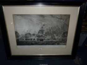 A large framed Etching depicting a Morning of the lst June 1794 - Victory to the British Fleet