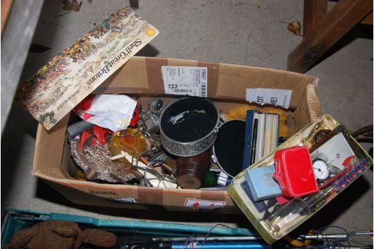 Two boxes of miscellaneous to include: sketches, plated items, china, records, etc. - Image 3 of 3