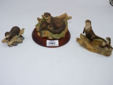 Three Border Fine Arts otter ornaments - 