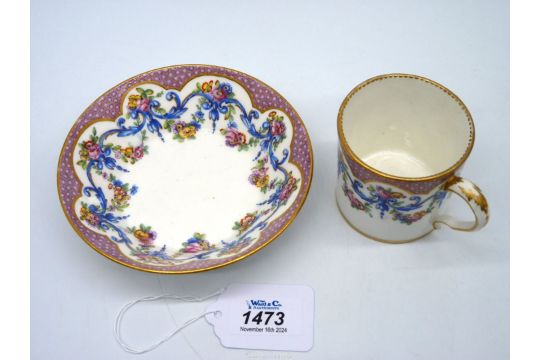 A fine Sevres coffee Can and saucer painted with a floral design by Charles Louis Mereaud, - Image 3 of 20