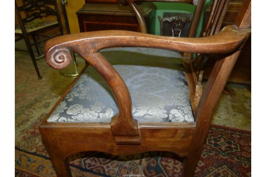 A fine old Georgian broad seated open armed Elbow Chair having a fretworked centre splat, - Image 3 of 5