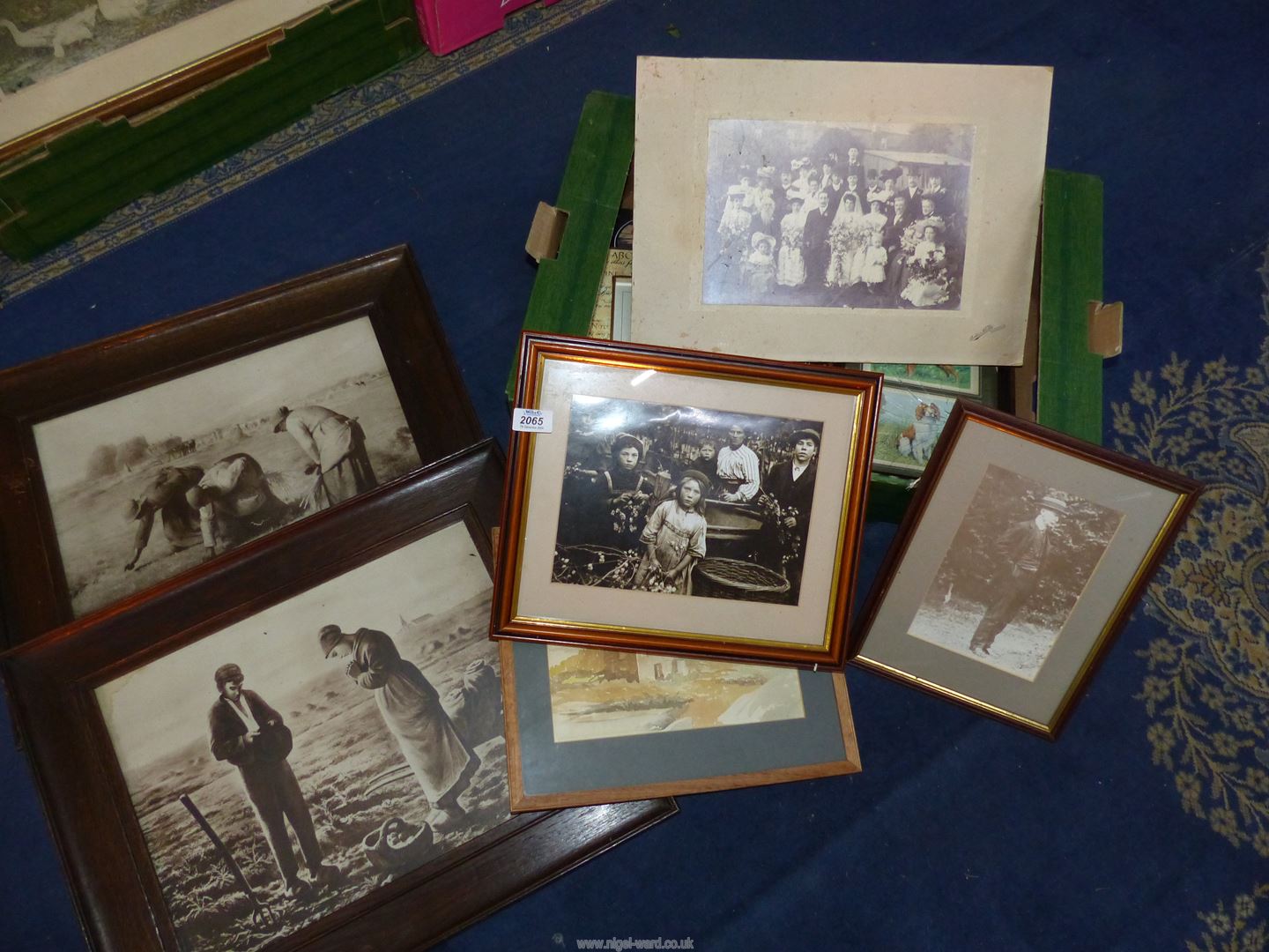 A quantity of prints including The Gleaners by Millet, black and white photographs, etc.