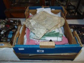 A small qty of very early 20th century lace inc. two table cloths, napkins etc.