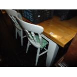 A Pine decorative kitchen table and six chairs