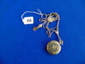 HM Silver pocket watch, Nellow design on a Chatelain fob,